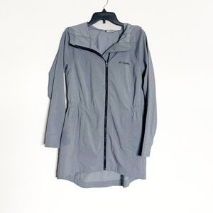 Columbia Gray Zipup Long Hooded Jacket